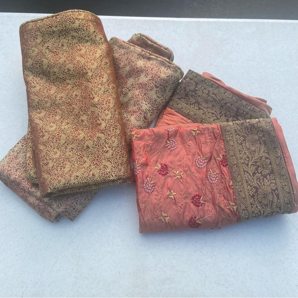 Set of four pillow cover/slips red and gold traditional design bundle